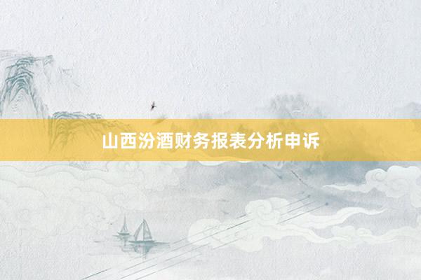 山西汾酒财务报表分析申诉